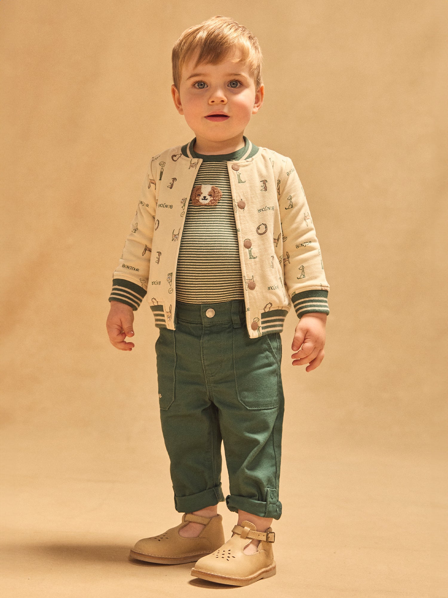 Dunkelgrüne, hochklappbare Hose Baby Junge